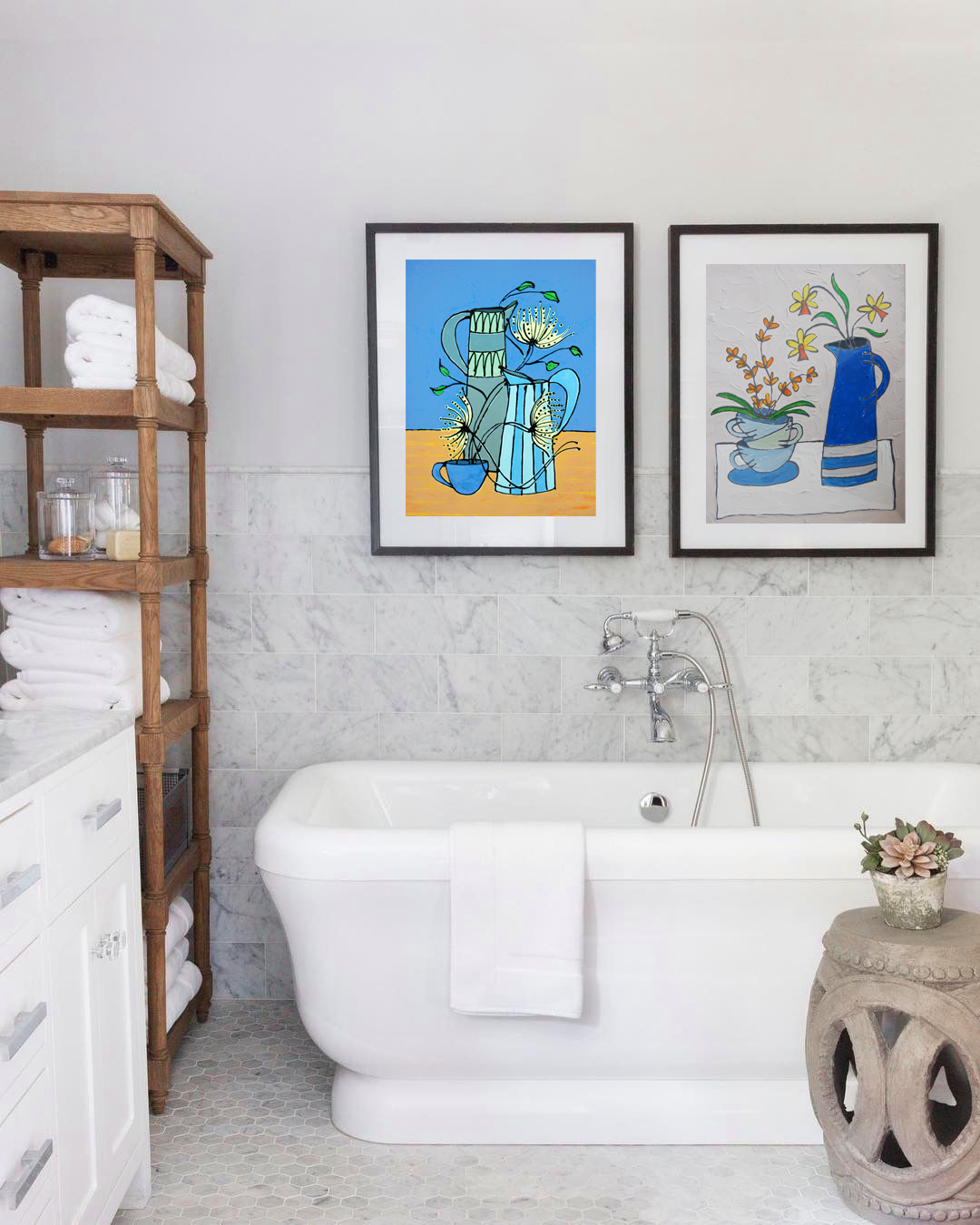 2 Paintings, Acrylic on Canvas by Jacky Hawthorne