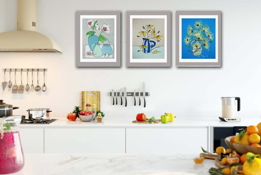 3 paintings, Acrylic on Canvas by Jacky Hawthorne